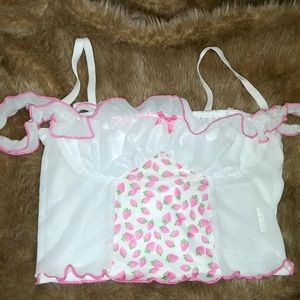 Strawberries Sheer off shoulder top